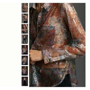 pilco shrunken sequin button down shirt